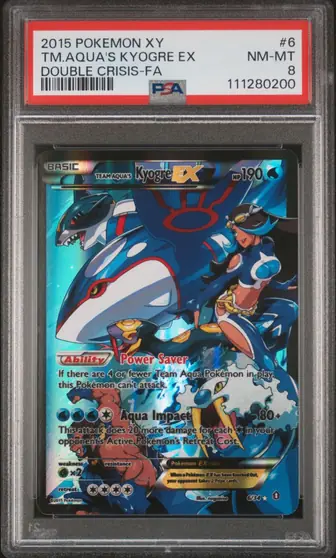 PSA 8 Double Crisis Team Aqua's Kyogre EX, cert 111280200
