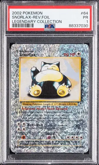 PSA 1 Legendary Collection Snorlax, cert 88337030